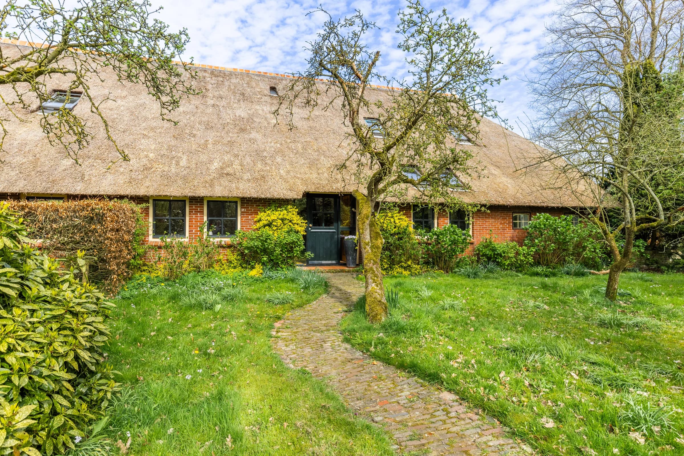 Friese boerderij met rieten dak, vastgoedfotografie Friesland